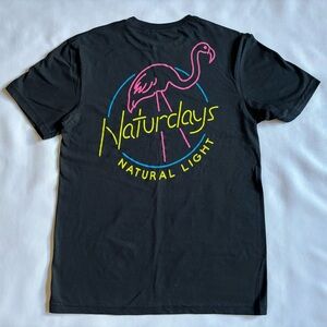Natural Light Beer Naturdays Neon Flamingo T-Shirt Black Size Small. New!